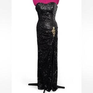 Early 90’s Black Strapless Sequins Dress